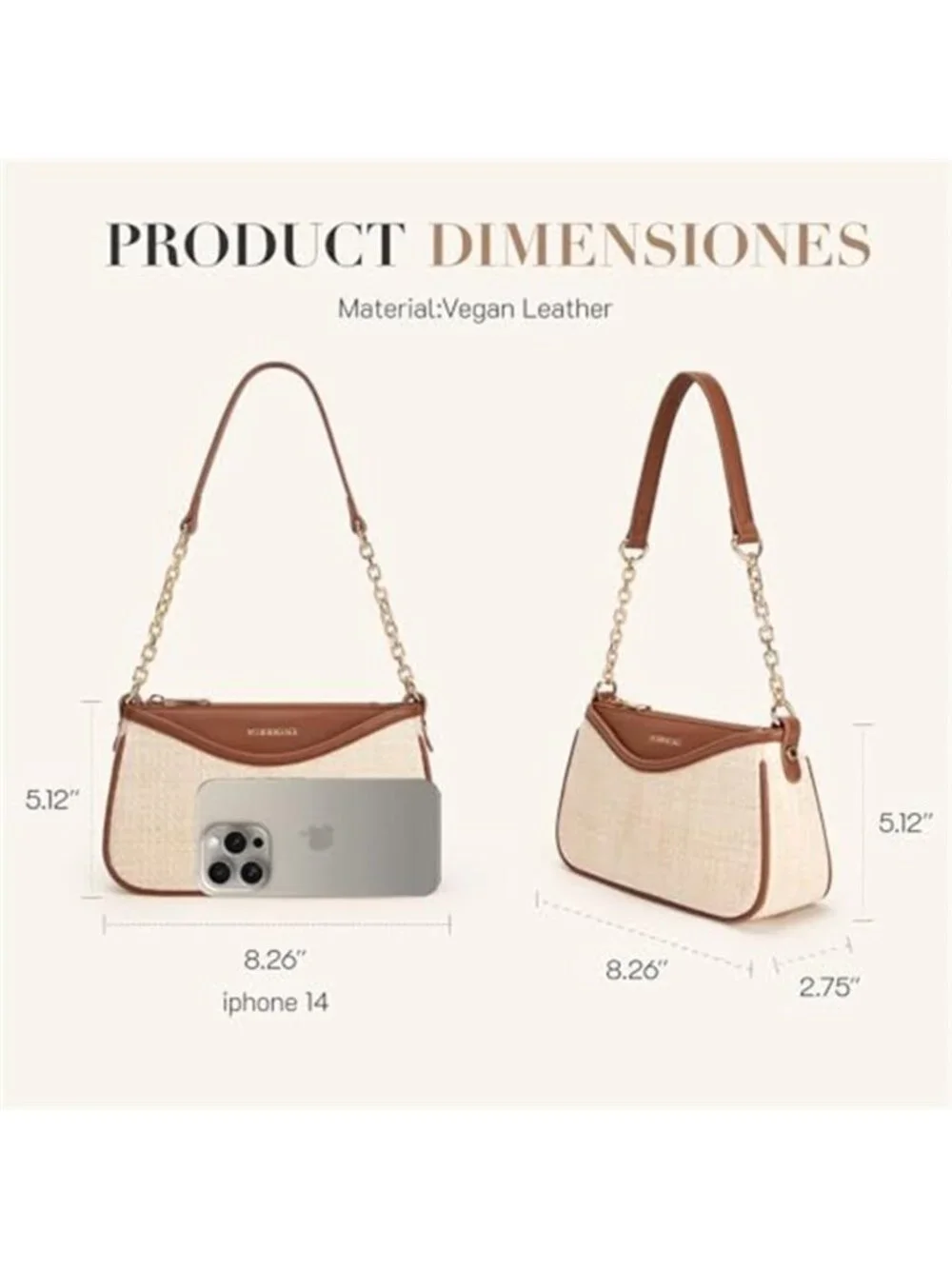 Women's Small Shoulder Bag Vegan Leather Underarm Purse Classic Hobo Handbag